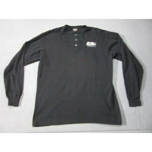 Vintage Harley Davidson Henley Shirt Mens XL Black Long Sleeve Holoubek USA